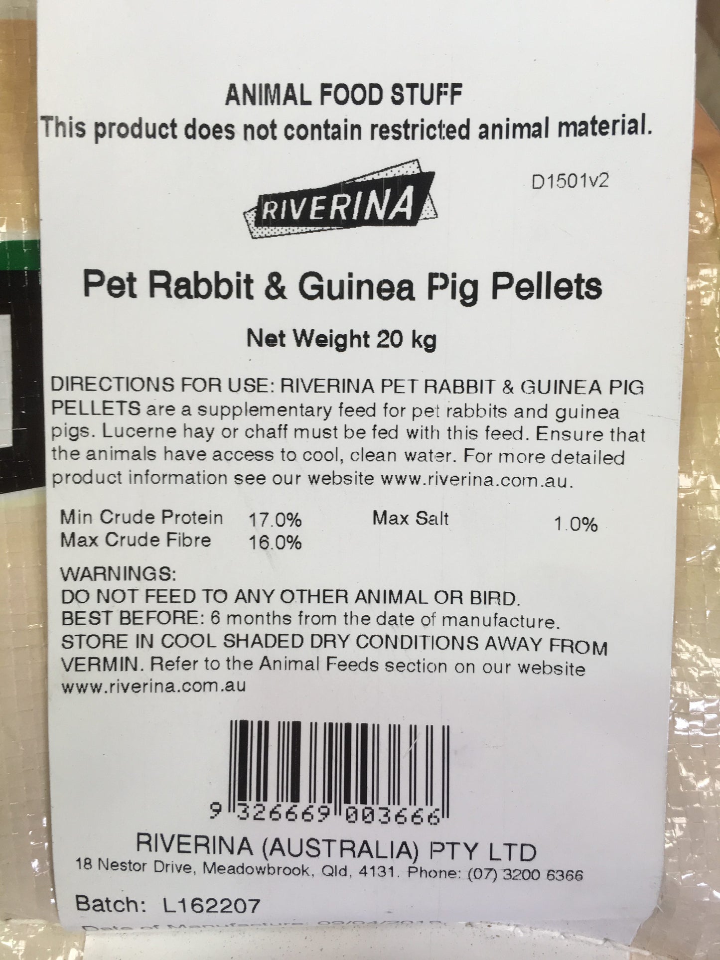 Riverina Pet Rabbit & Guinea Pig Pellets