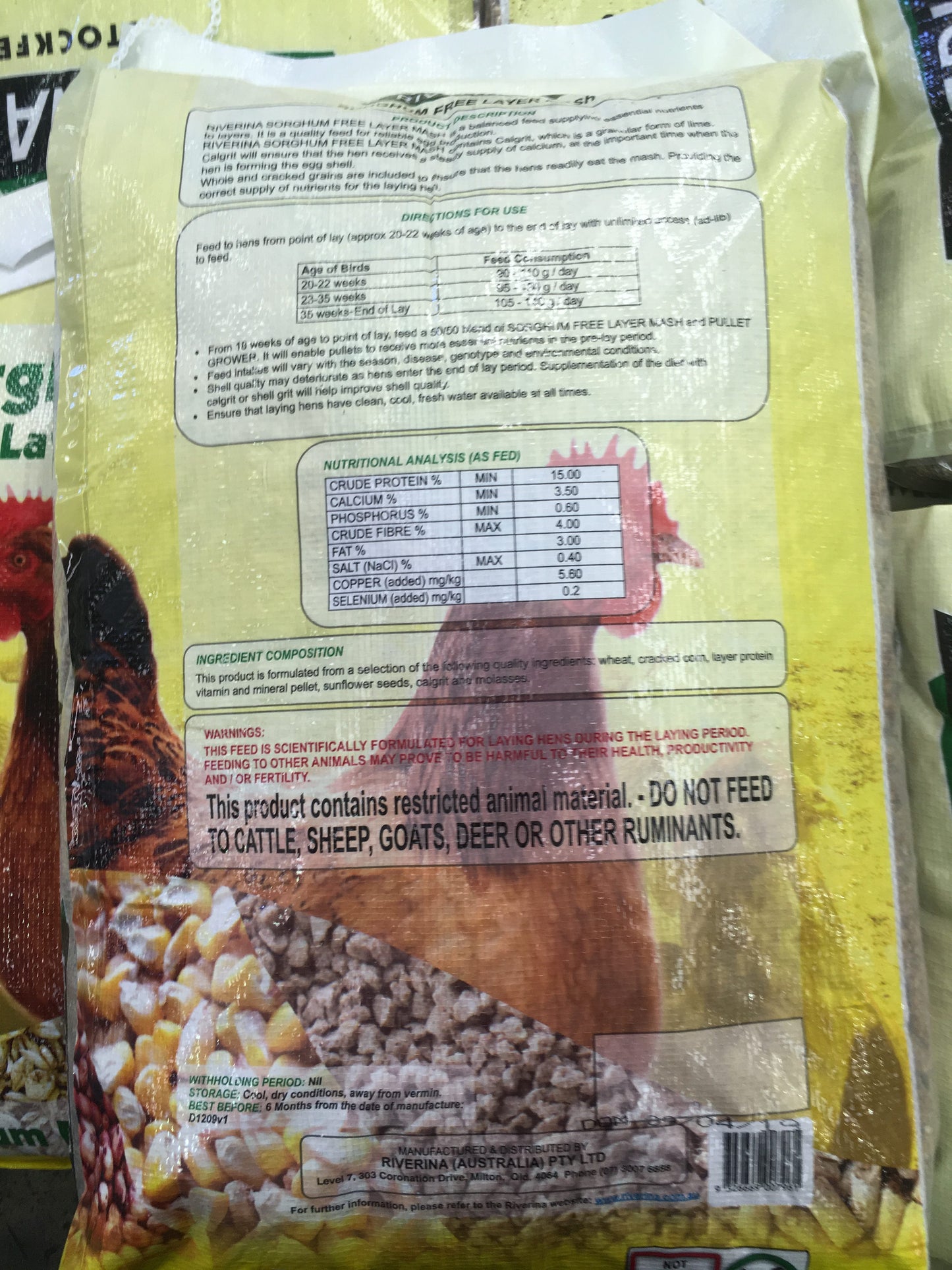 Riverina Red Layer Sorghum Free Mash 20kg