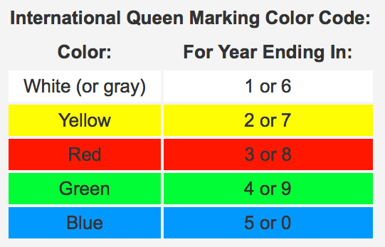 Understanding the Colour/Year Chart for Queen Bees