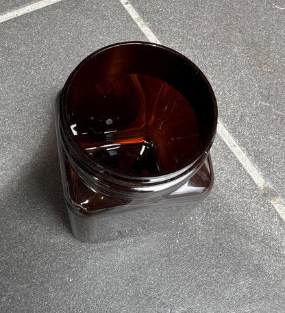 500g PET Square Jar & TE Lid - AMBER