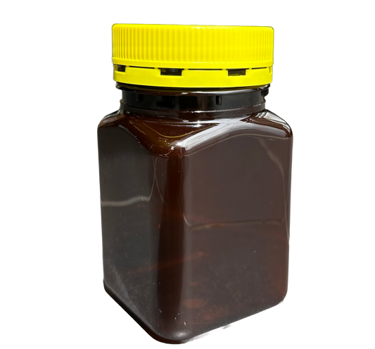 500g PET Square Jar & TE Lid - AMBER