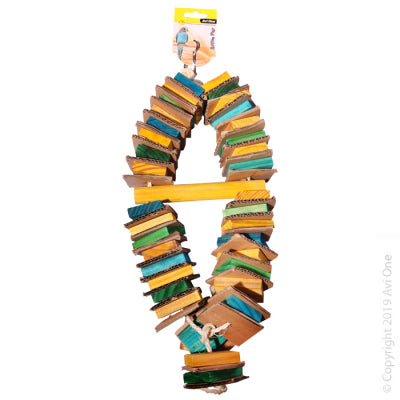 Bird Toy Wooden Blocks and Corrugated Board with Perch 50cm